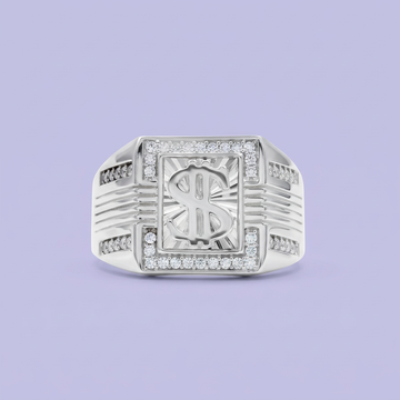 Anillo de Plata .925 Emblema de Dólar con Finas Zirconias mod. 2273