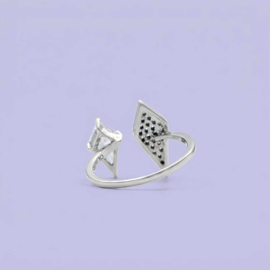 Anillo de Plata .925 Doble Rombo con Zirconias mod. 2169