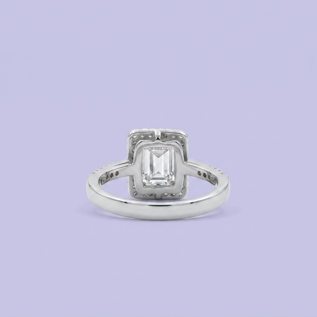 Anillo Solitario de Plata .925 Rectangular con Corte Esmeralda mod. 2412