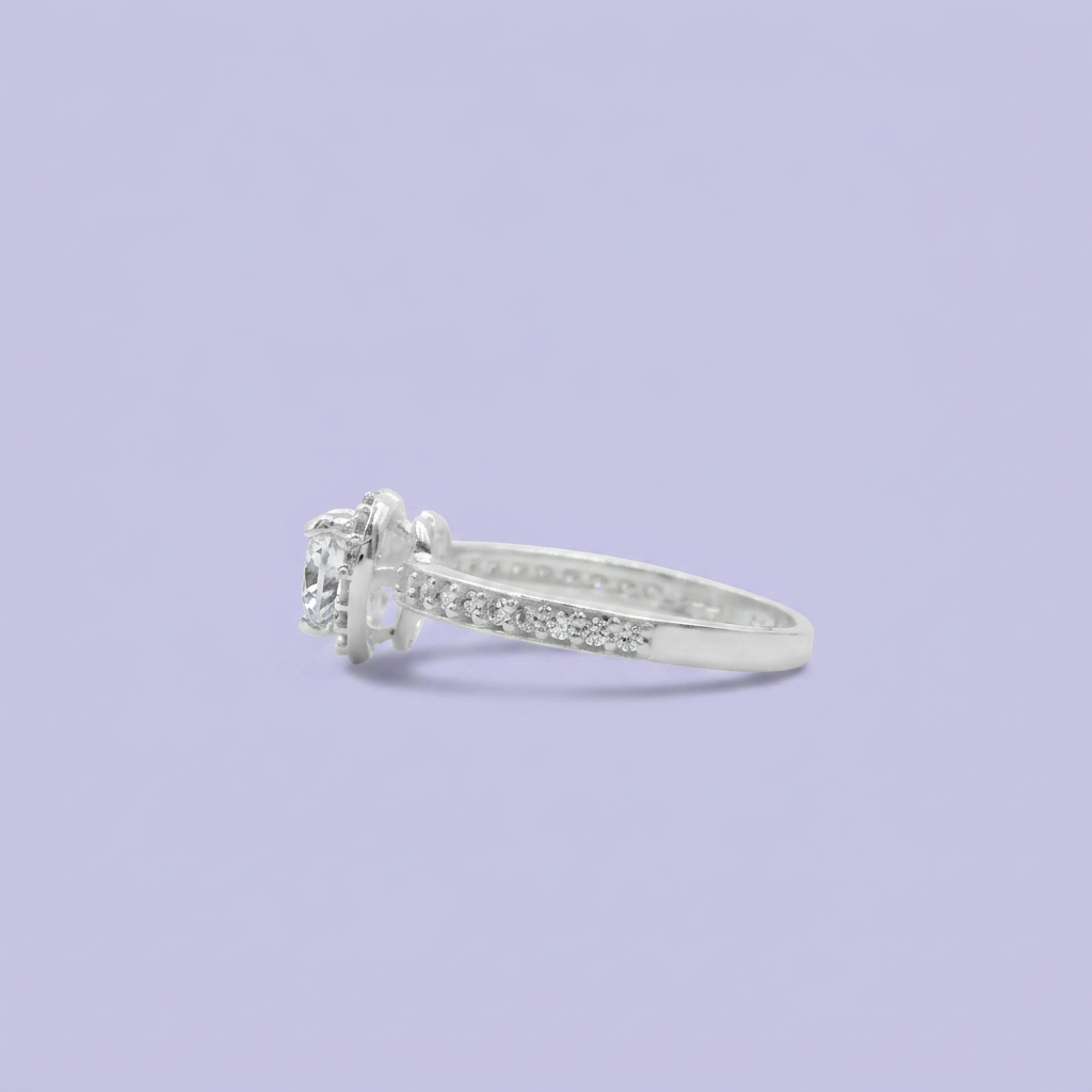 Anillo Solitario de Plata .925 Corazón con Corte Princesa mod. 2421