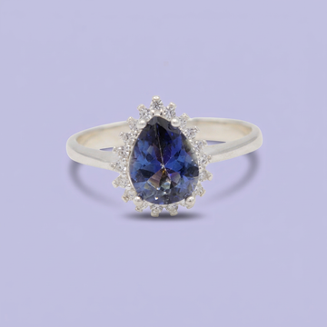 Anillo de Plata .925 con Diseño  de Gota con Zirconia Color Azul Aero mod. 3110