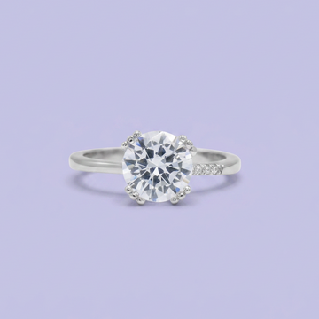 Anillo de Compromiso plata .925 con Zirconia Central y a un Costado mod. 2713