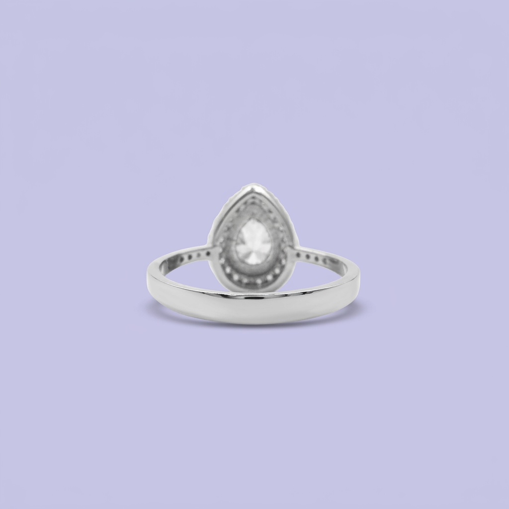 Anillo Solitario de Plata .925 Forma de Gota mod. 2416