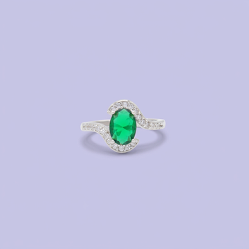 Anillo de Plata .925  Con Detalle Cruzado y Zirconia Color Esmeralda mod. 2925