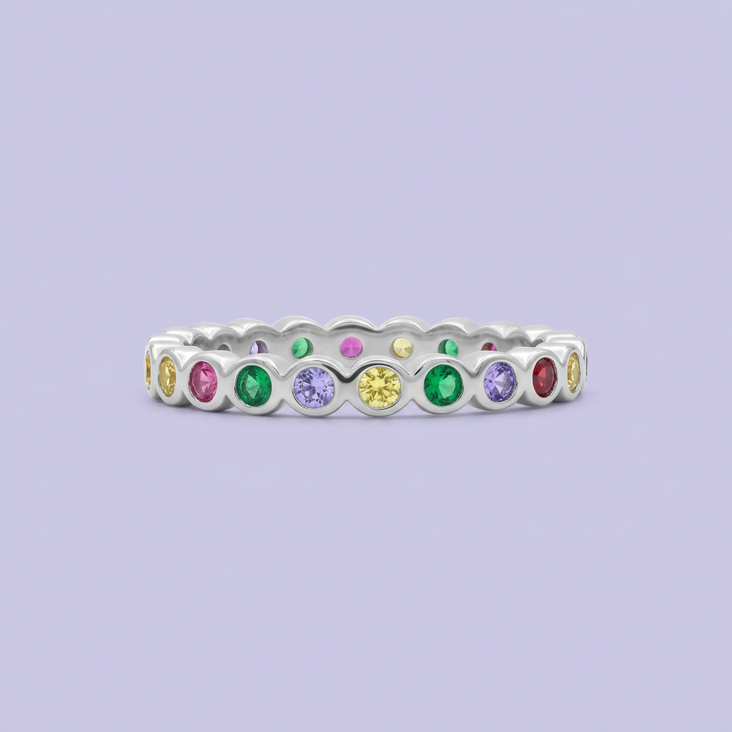 Anillo de Plata .925 Arcoiris de Zirconias mod. 2164