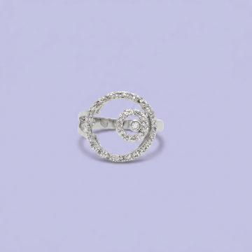 Anillo Solitario de Plata .925 Doble Circulo Brillante con Zirconias mod. 2643