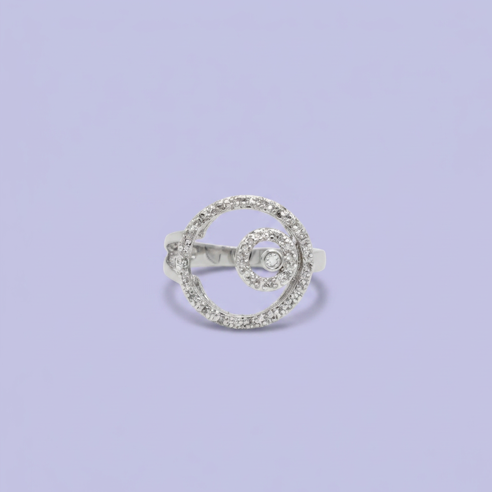 Anillo de Plata .925 Doble Circulo Brillante con Zirconias mod. 2643