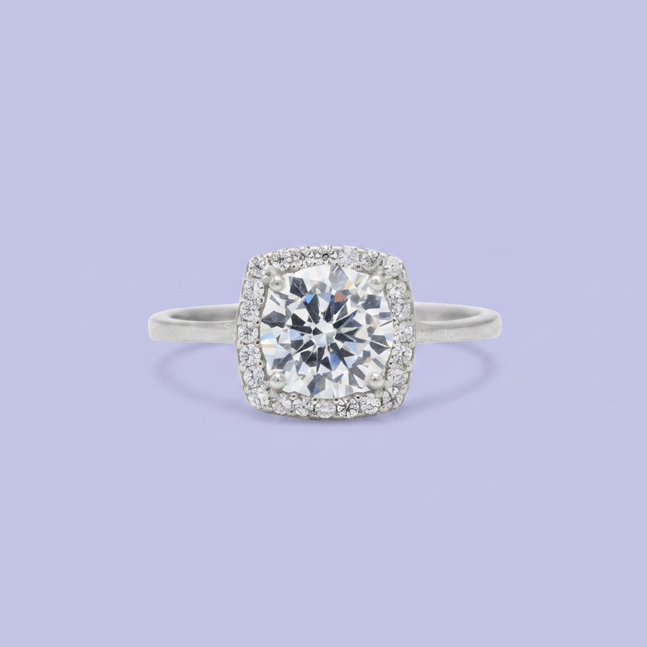Anillo de Compromiso plata .925 con Zirconia Central Cuadrada mod. 2708
