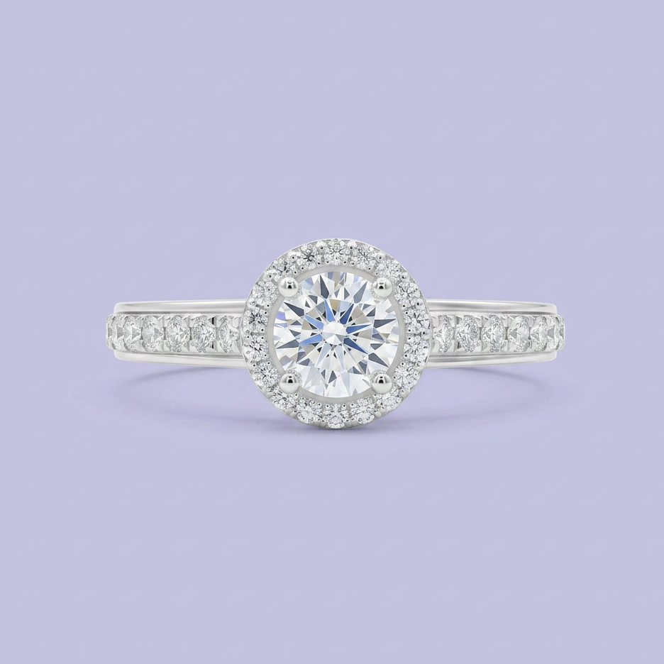 Anillo Solitario de Plata .925 Banda Pavé mod. 2417