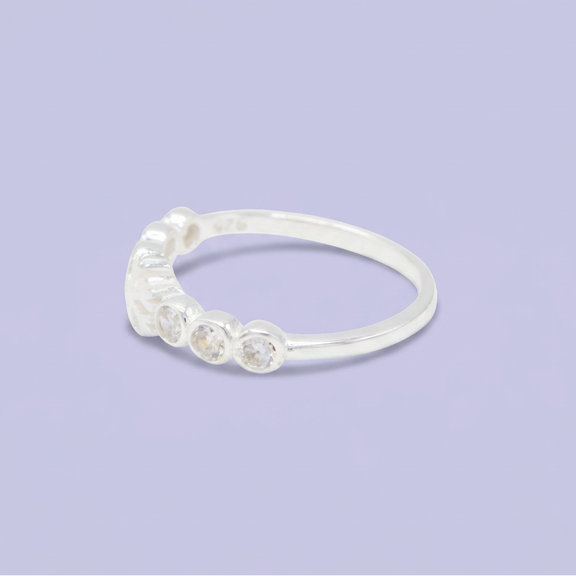 Anillo de Plata .925 con Diseño de Copo de Nieve y Zirconia mod. 3092