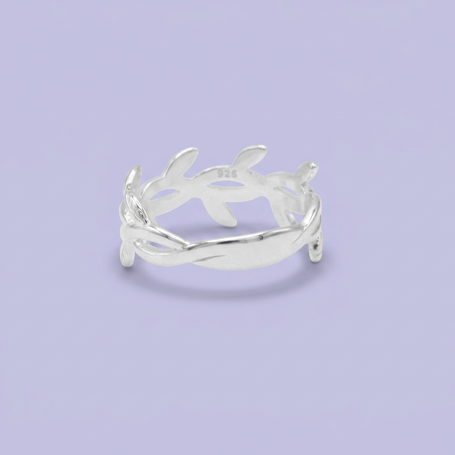 Anillo de Plata .925 con Diseño de Ramas y Hojas Entrelazadas mod. 3091
