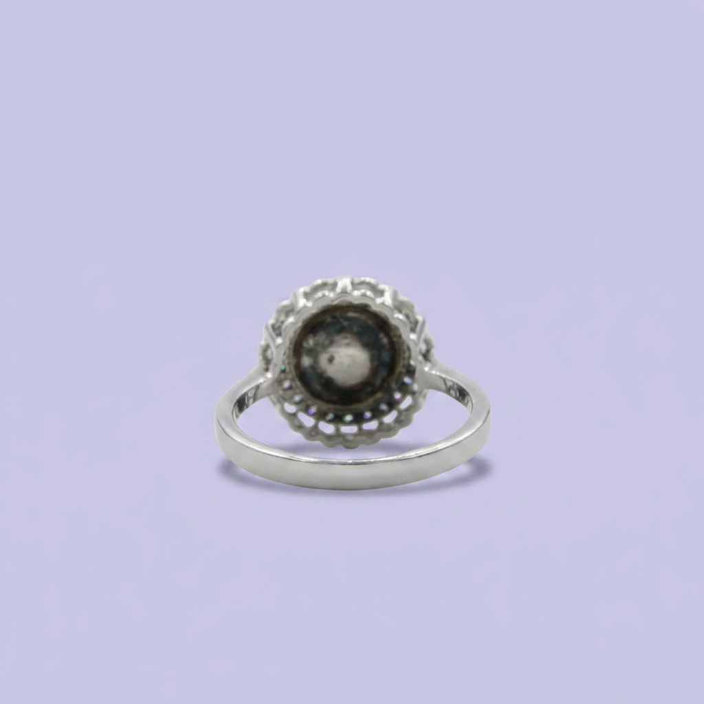 Anillo Solitario de Plata .925 Gran Flor con Zirconia mod. 2414