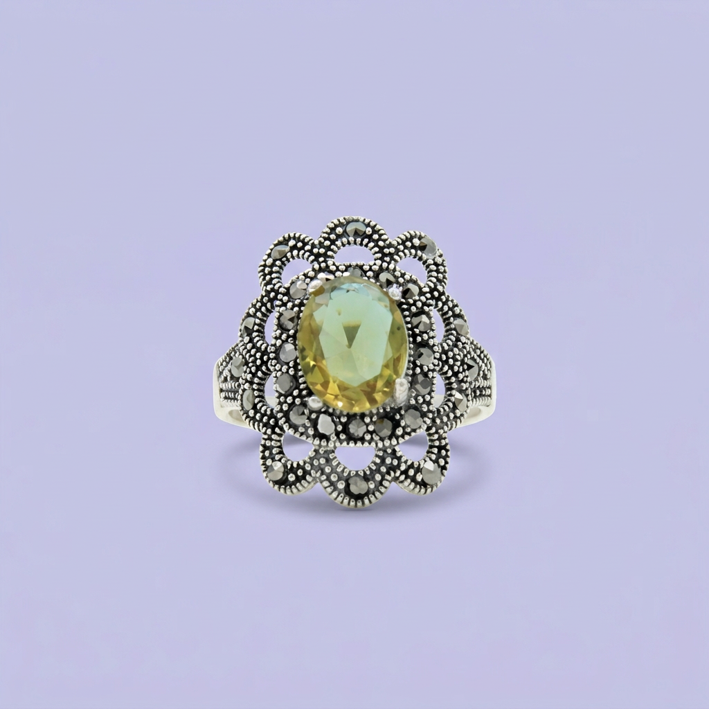 Anillo de Plata .925 Diseño Floral con Sultanita mod. 2244