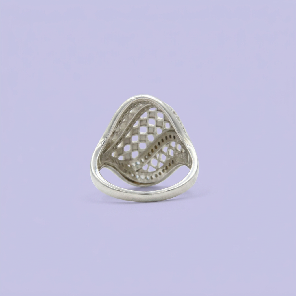 Anillo de Plata .925 Calado con Ondas y Zirconias mod. 2155