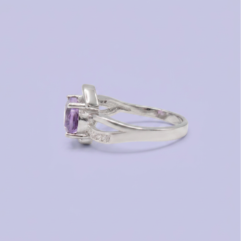 Coordinado de Plata .925  Con Detalle de Lineas Cruzadas con Zirconia Morada e Incrustación mod. 2956