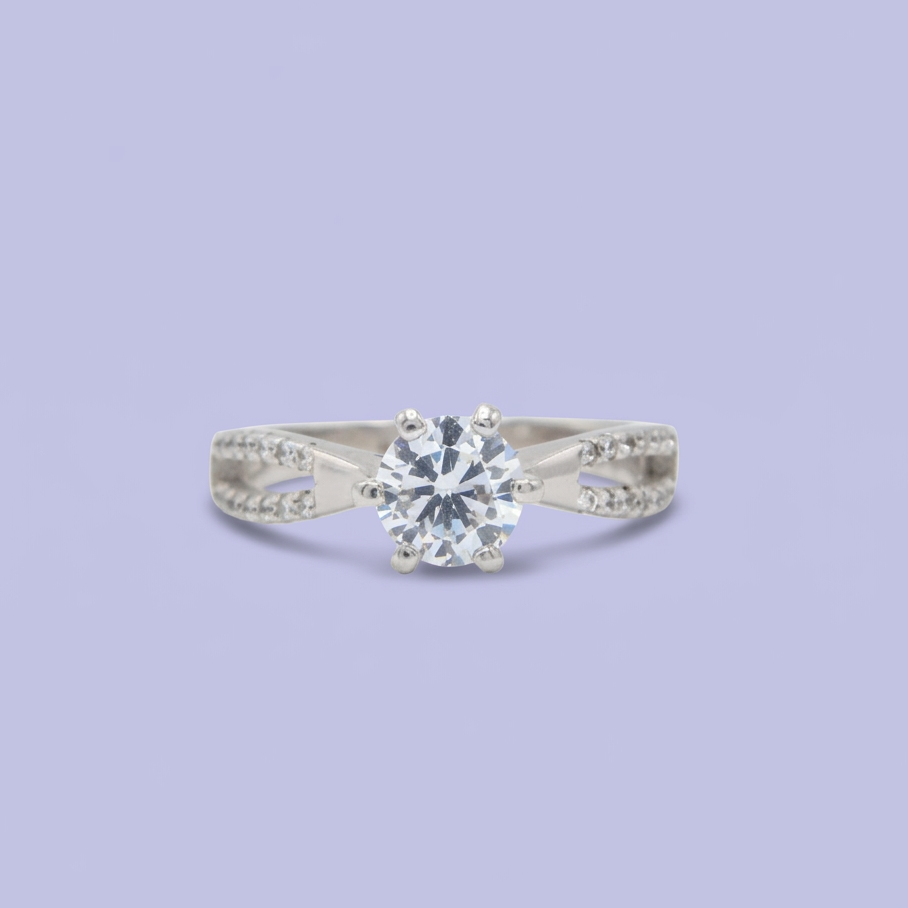 Anillo de Compromiso plata .925 Con Doble Línea de Zirconia Incrustada mod. 2714