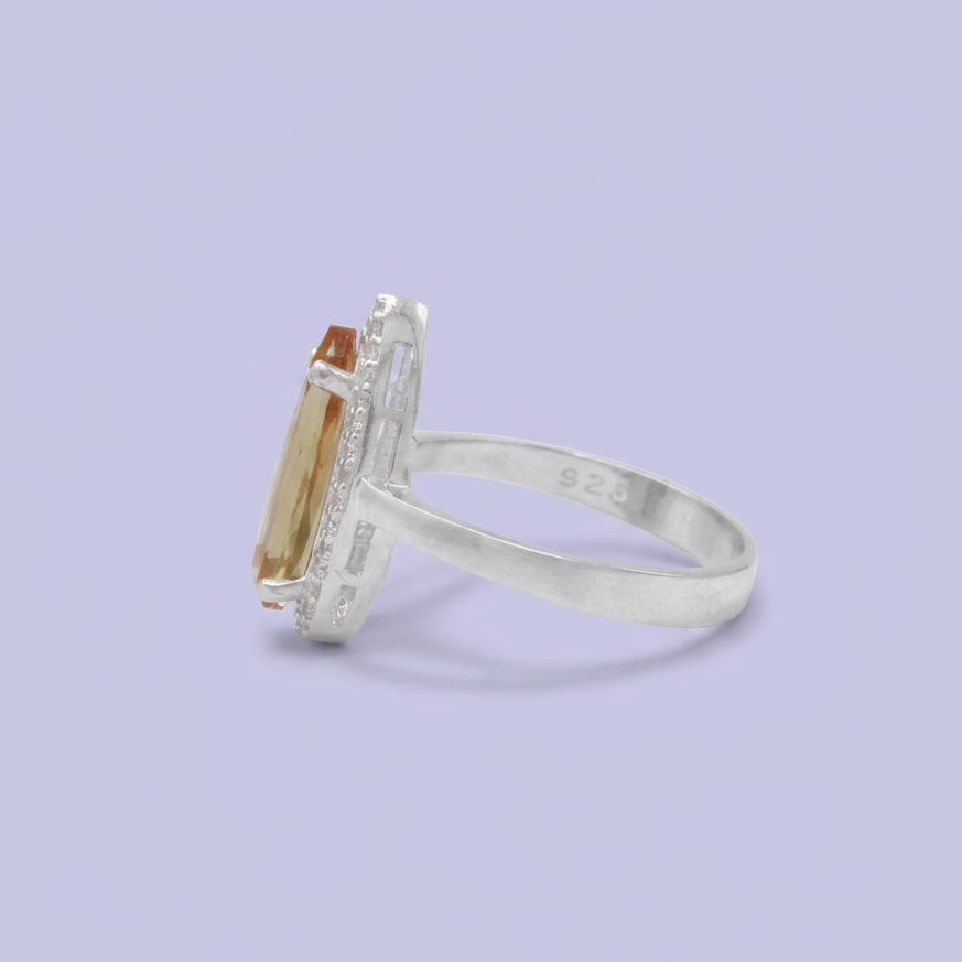 Anillo de Plata .925 con Diseño de Gota Fina y Zirconia Color Vede Menta mod. 3108