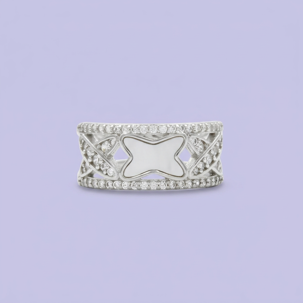 Anillo de Plata .925 Diseño Mariposa Calada con Zirconias mod. 2159