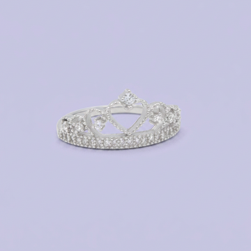 Anillo de Plata .925 corona con Diseño de Corazón e Incrustación de Zirconias mod. 2919