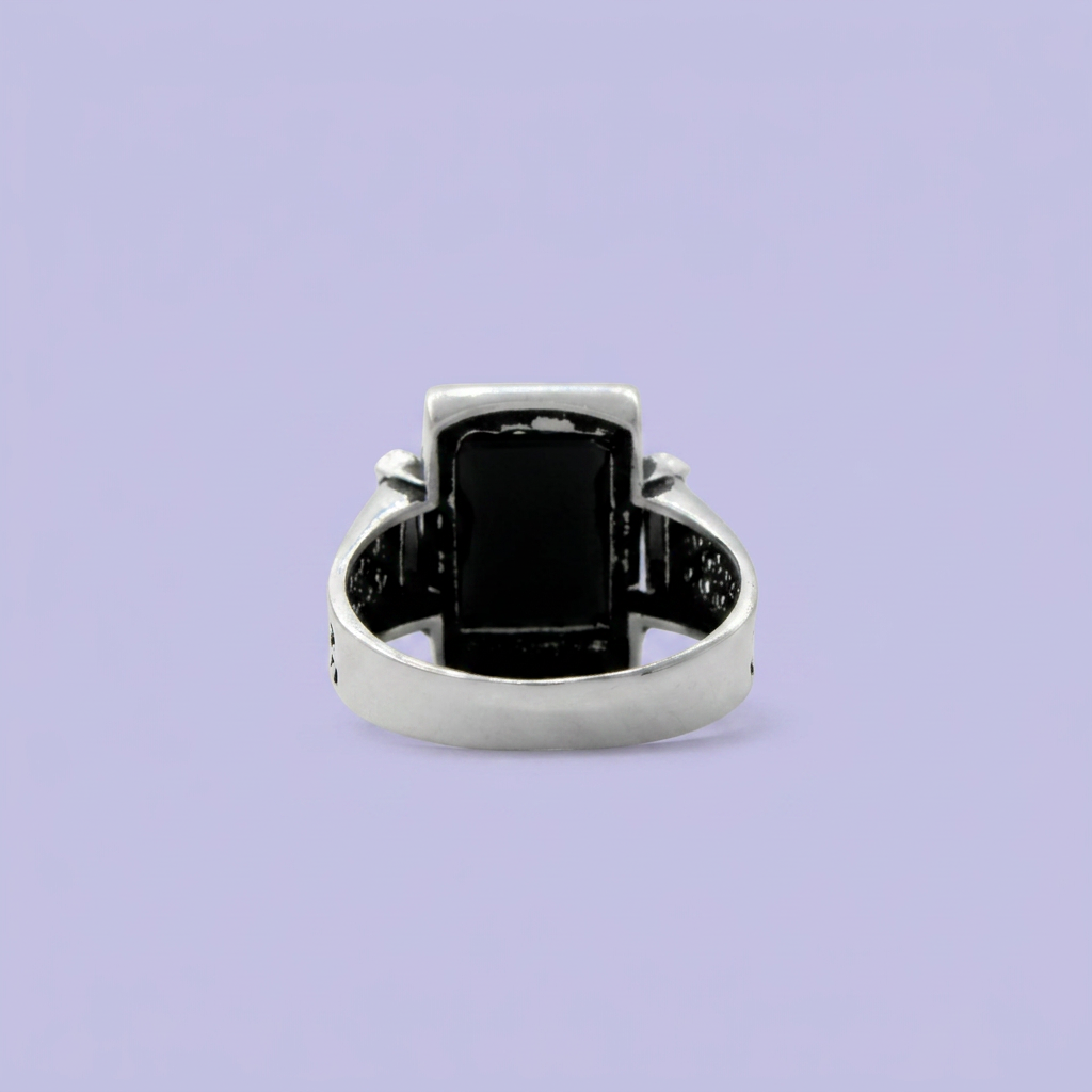Anillo de Plata .925 Rectangular con Bordes Tipo Malla mod. 2474