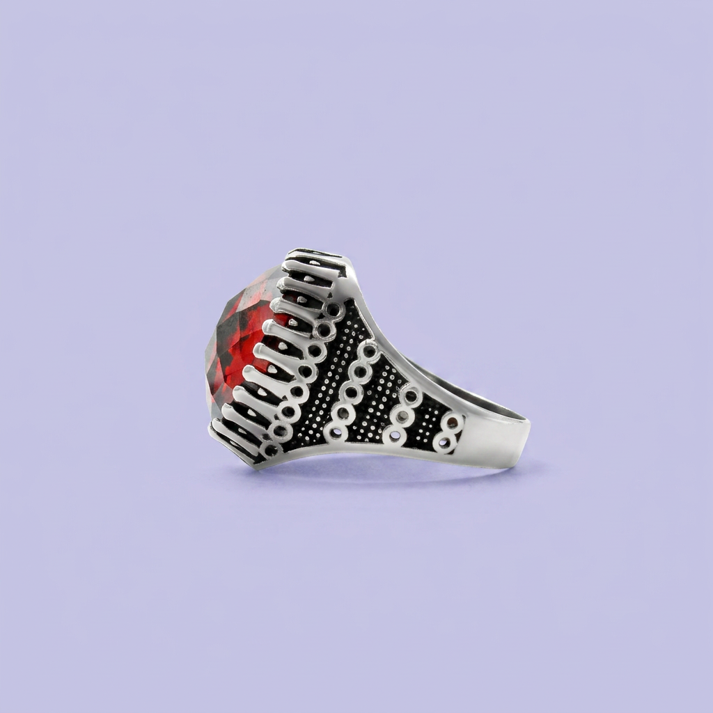 Anillo de Plata .925 Zirconia Oval con Bordes Decorativos mod. 2472