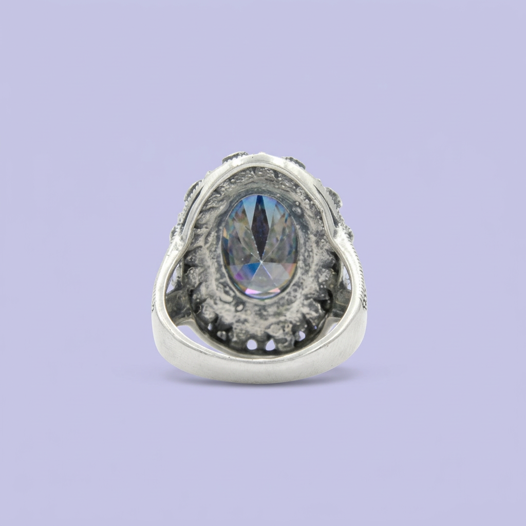 Anillo de Plata .925 Gran Zirconia Azul mod. 2253