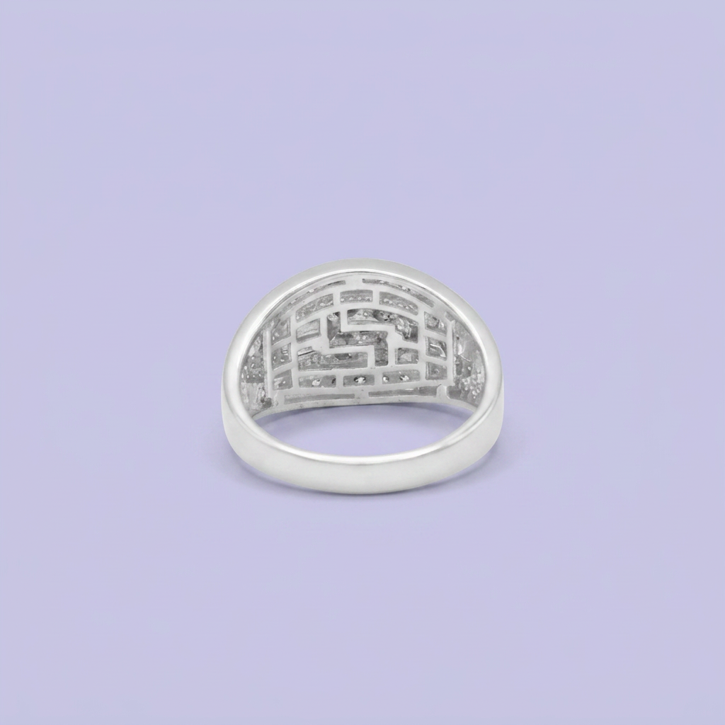 Anillo de Plata .925 Cristo Rey con Incrustación de Zirconias mod. 2616