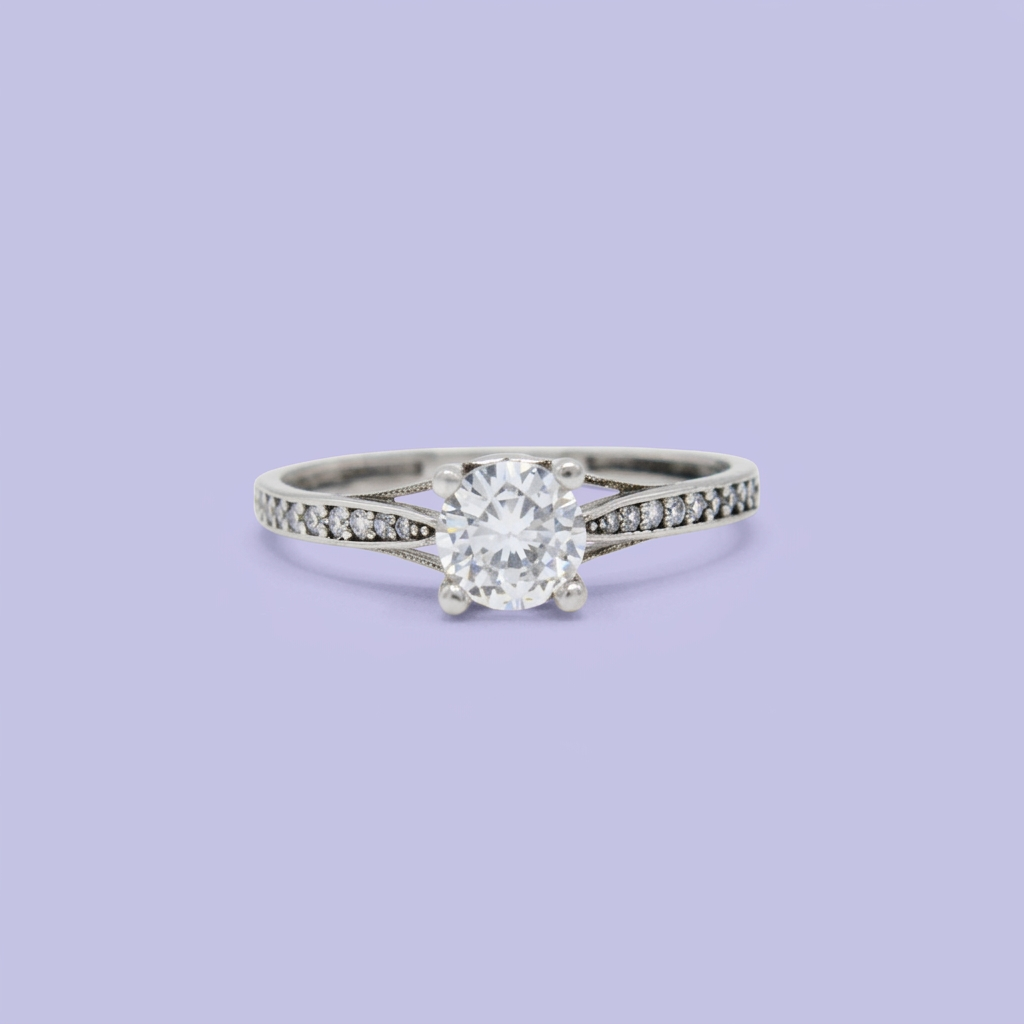 Anillo de Compromiso plata .925 con Incrustación de Zirconias y Diseño de Punta mod. 2707