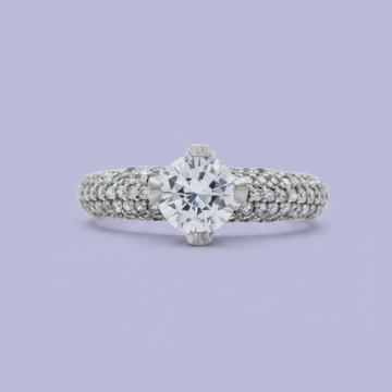 Anillo Solitario de Plata .925 Pavé Grueso con Zirconia Central mod. 2420