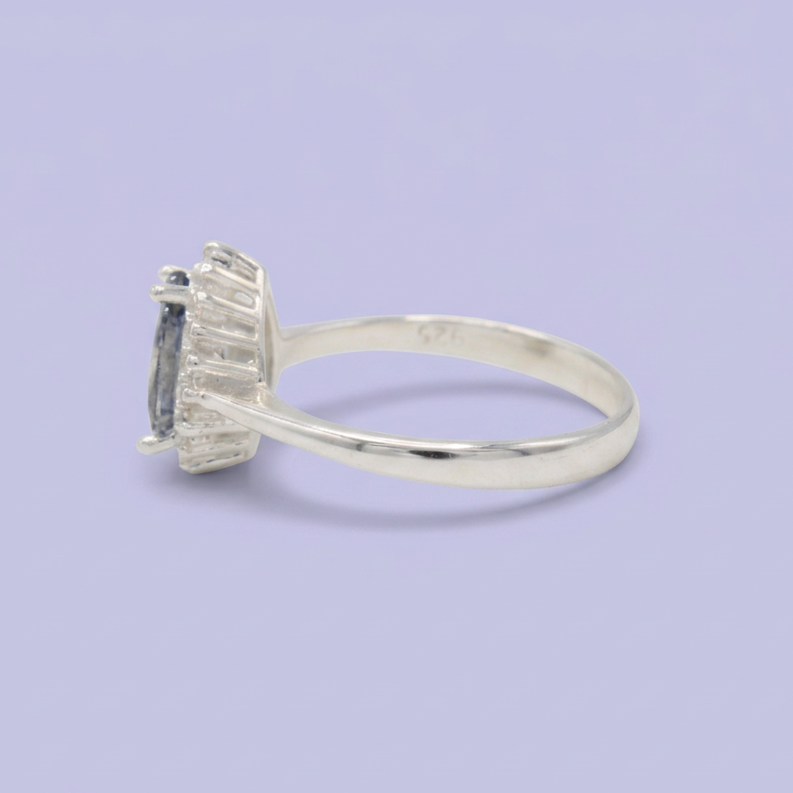 Anillo de Plata .925 con Diseño  de Gota con Zirconia Color Azul Aero mod. 3110
