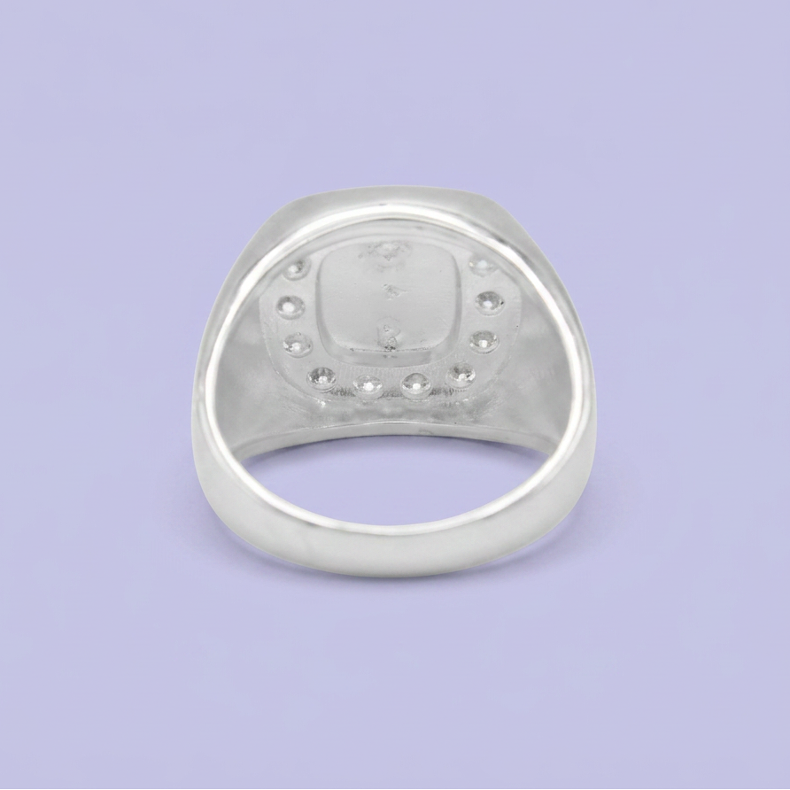 Anillo de Plata .925 Compas y Escuadra con Incrustación de Zirconias mod. 2665