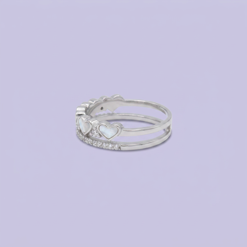 Anillo de Plata .925 Corazón de Madre Perla y Zirconia mod. 2920