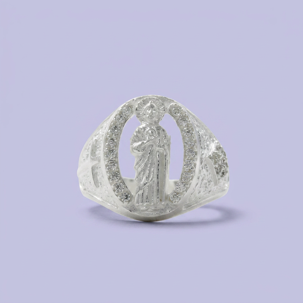 Anillo de Plata .925 San Judas con Zirconias mod. 2468