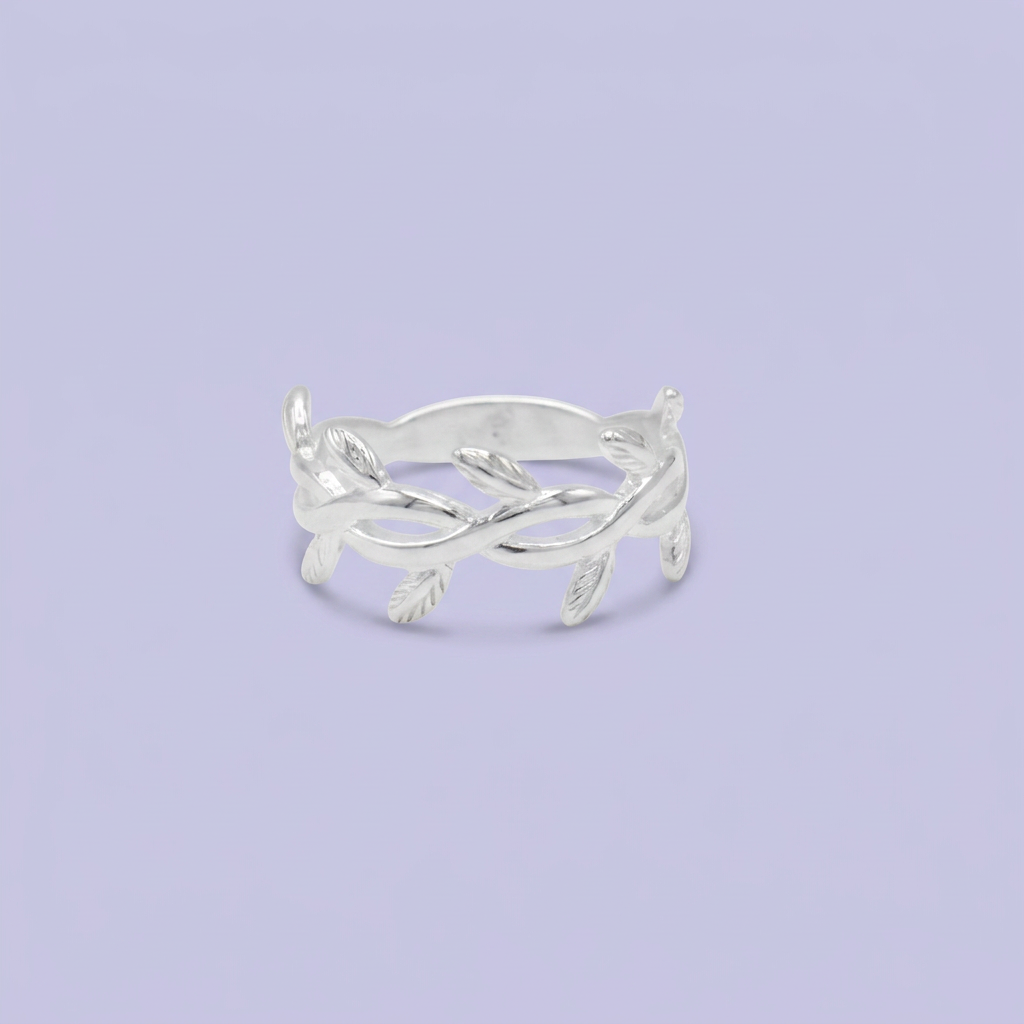 Anillo de Plata .925 con Diseño de Ramas y Hojas Entrelazadas mod. 3091