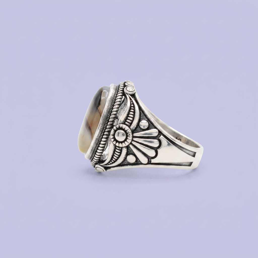 Anillo de Plata .925 Diseño Otomano con Piedra Natural mod. 2840