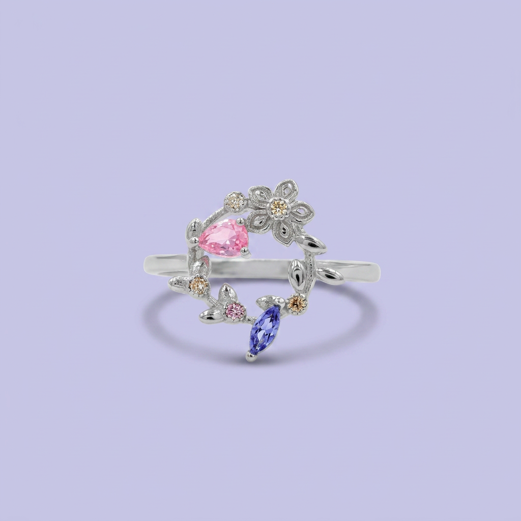 Coordinado de Plata .925 Arreglo Floral mod. 2770