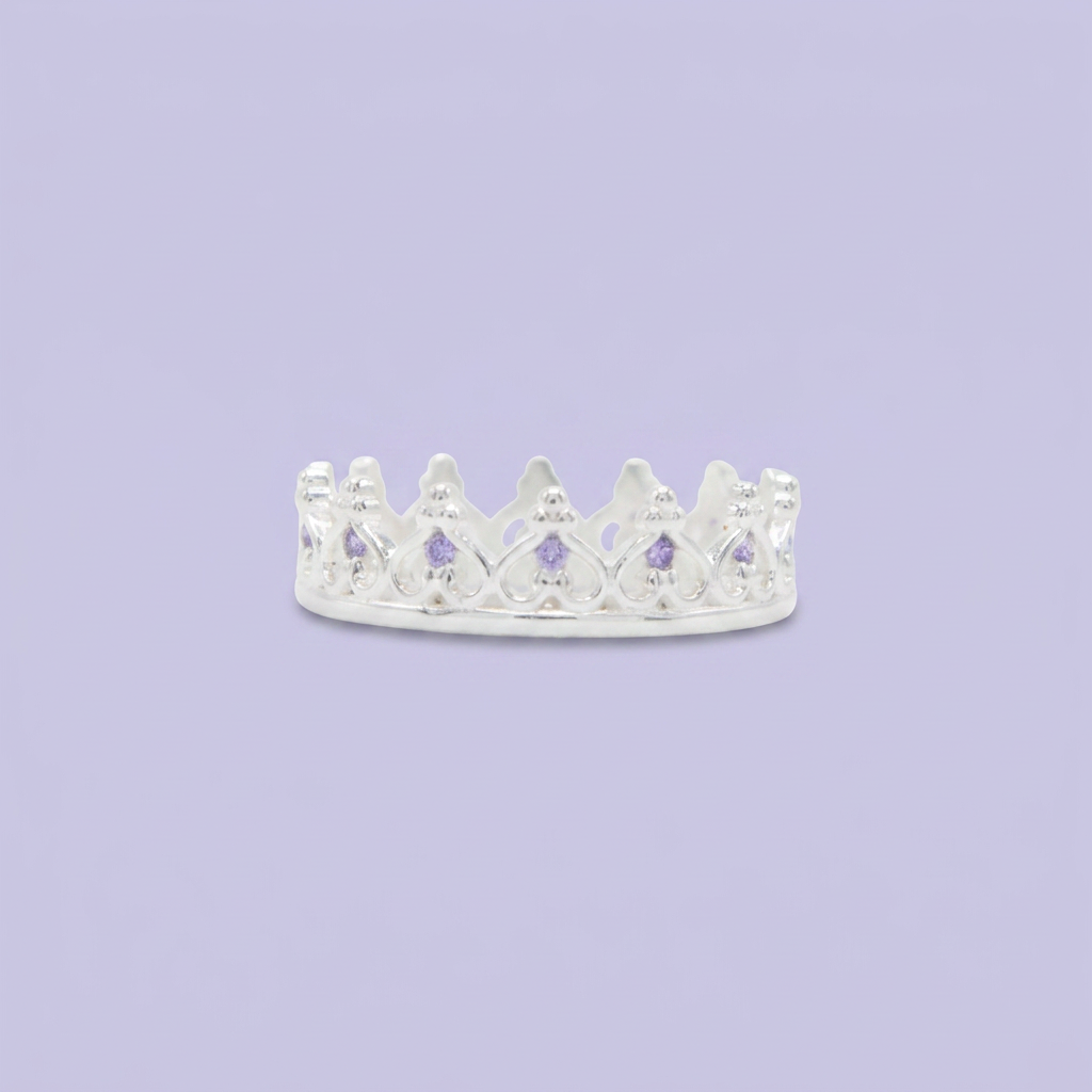 Anillo de Plata .925 Corona Especial con Zirconias de Tono Lila Brillante mod. 2570