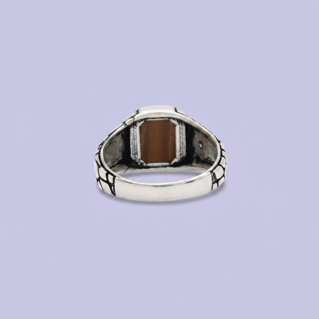 Anillo de Plata .925 Estilo Barroco con Piedra Ojo de Gato mod. 2842