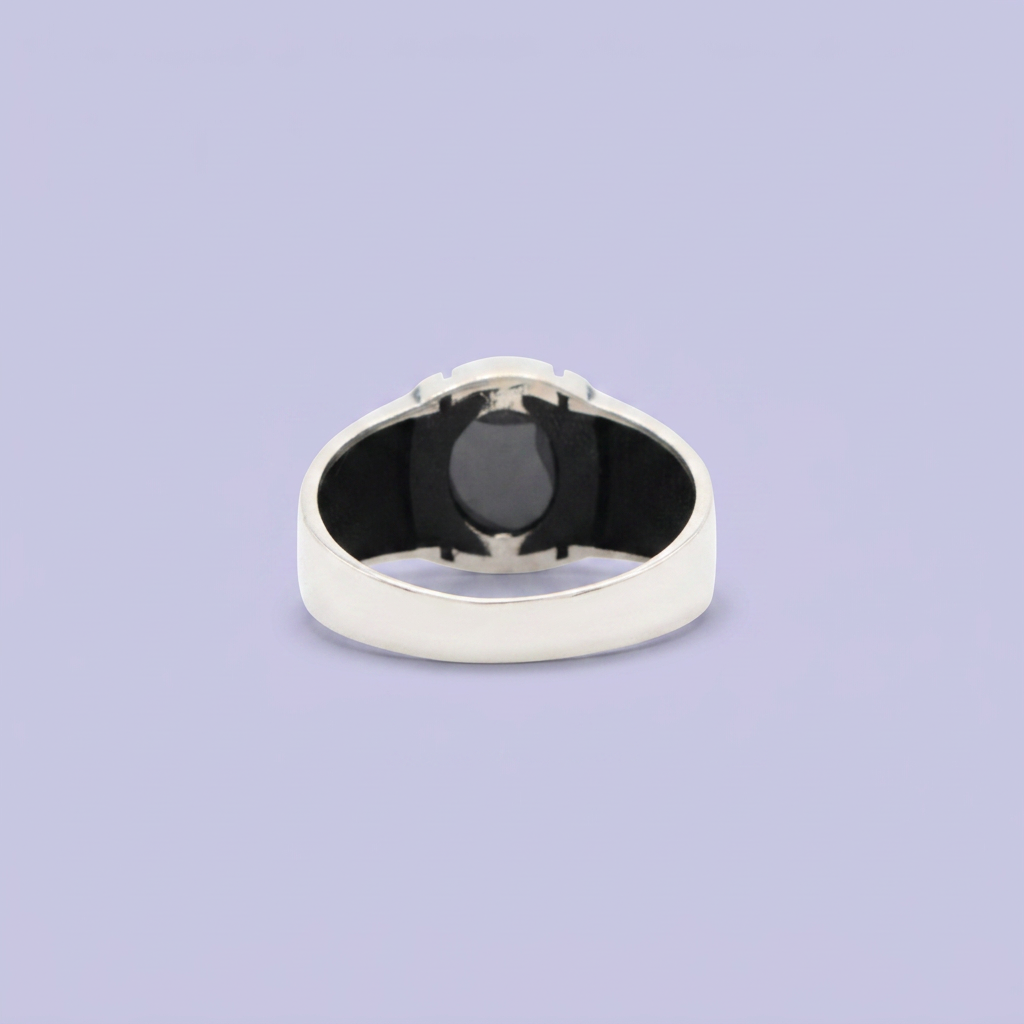 Anillo de Plata .925 Diseño con Grecas y Piedra Onix mod. 2843