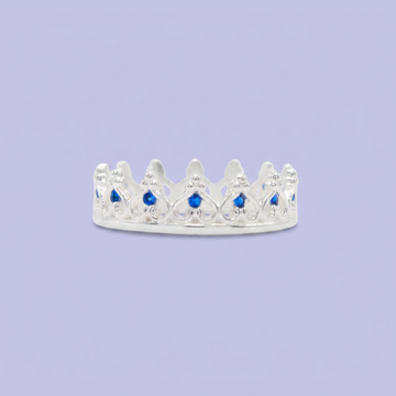 Anillo de Plata .925 Corona Especial con Zirconias de Color Azul Marino mod. 2571