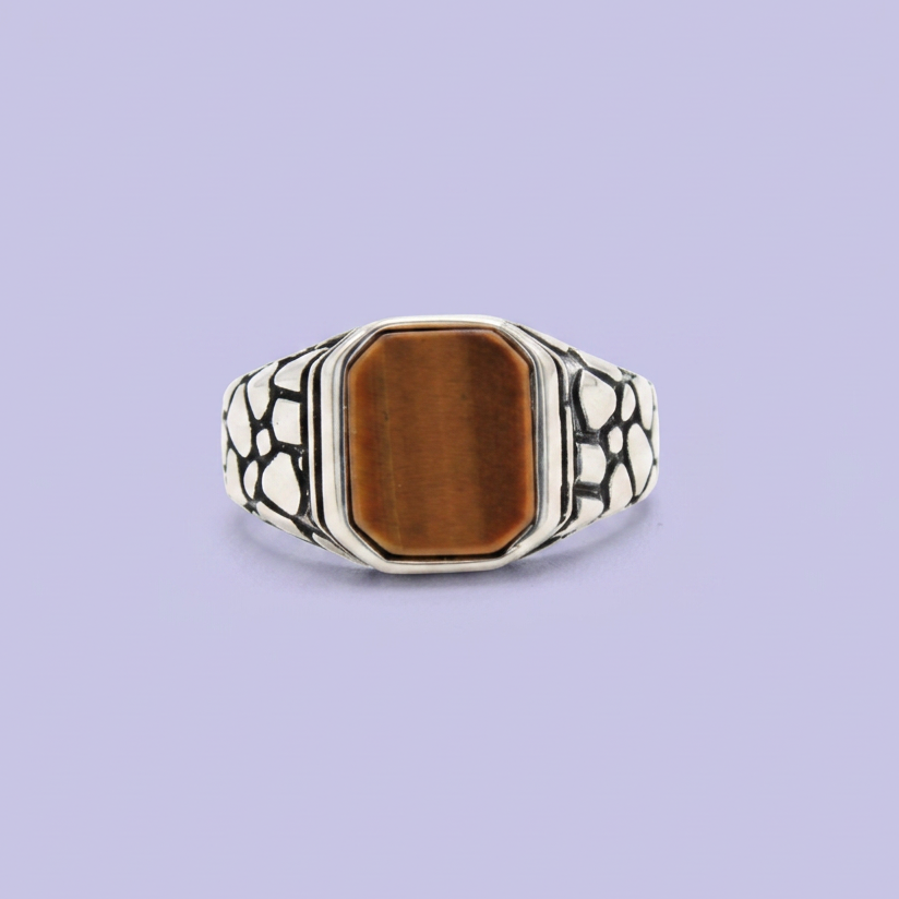 Anillo de Plata .925 Estilo Barroco con Piedra Ojo de Gato mod. 2842