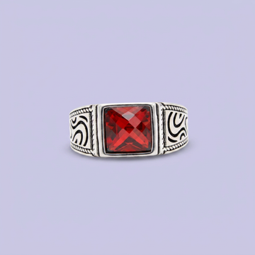 Anillo de Plata .925 con Zirconia Color Rojo Estilo Facetada mod. 2852