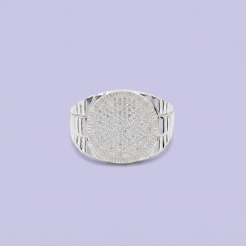 Anillo de Plata .925 con Frente Circular Incrustado con Zirconias Finas y Brillantes mod. 2810