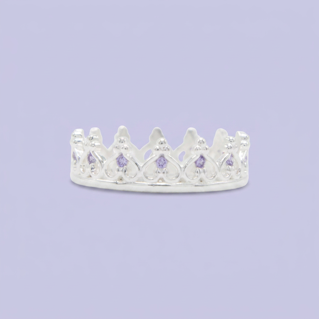 Anillo de Plata .925 Corona Especial con Zirconias de Tono Lila Brillante mod. 2570