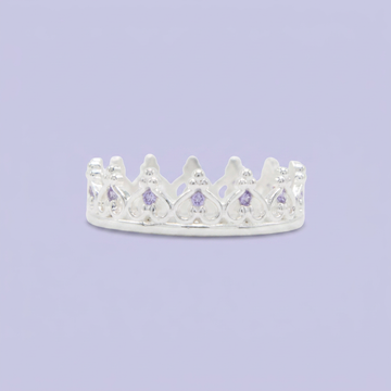 Anillo de Plata .925 Corona Especial con Zirconias de Tono Lila Brillante mod. 2570