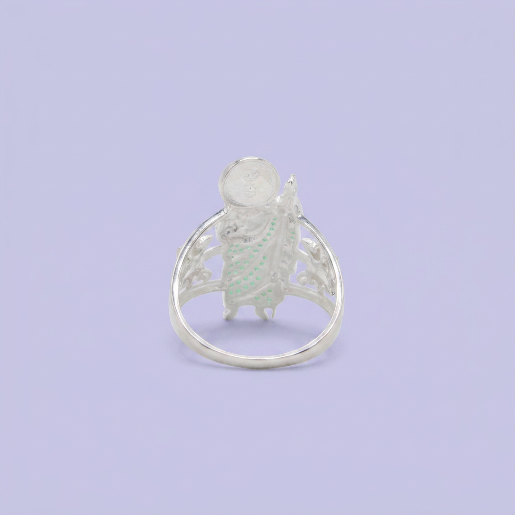 Anillo de Plata .925 con Figura de San Judas Incrustado con Zirconias Verdes mod. 2574