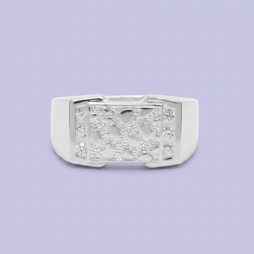 Anillo de Plata .925 con Diseño Barroco Detallado con Zirconias mod. 2578