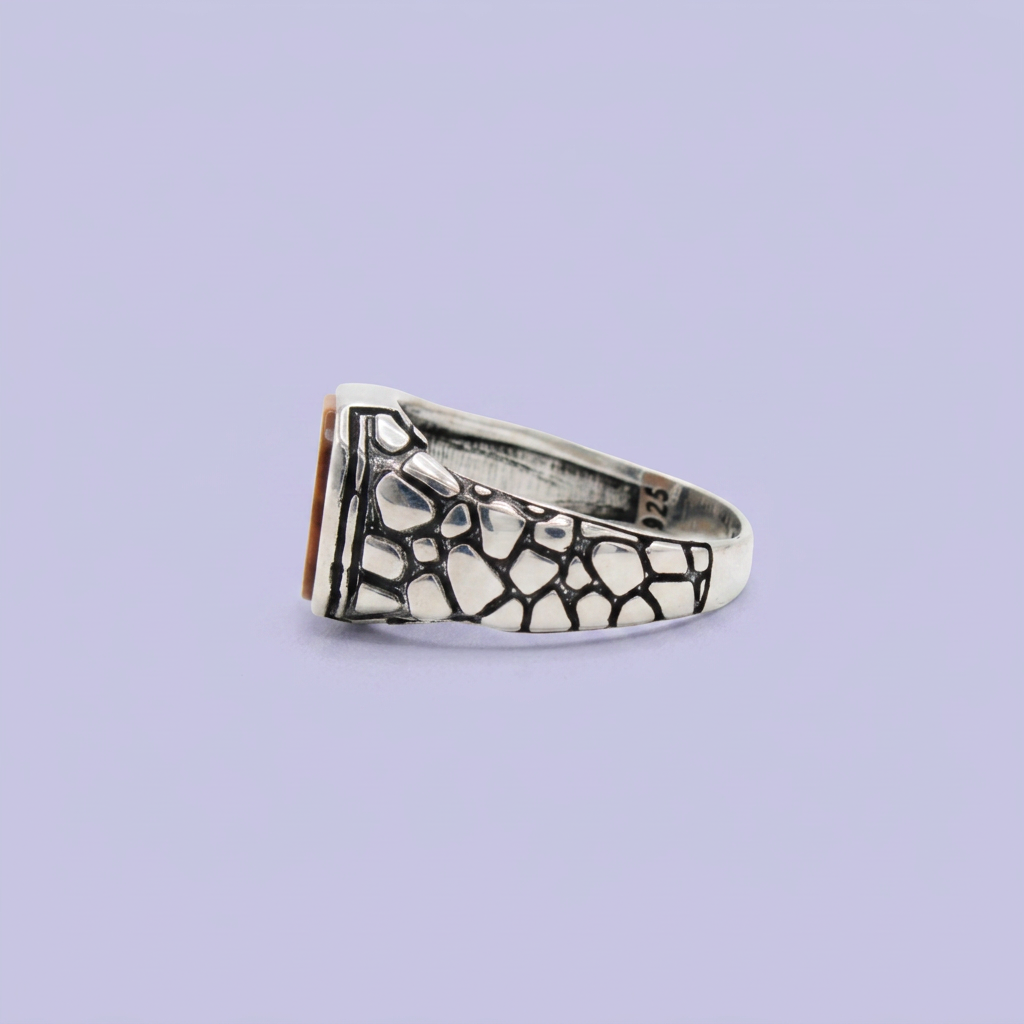 Anillo de Plata .925 Estilo Barroco con Piedra Ojo de Gato mod. 2842