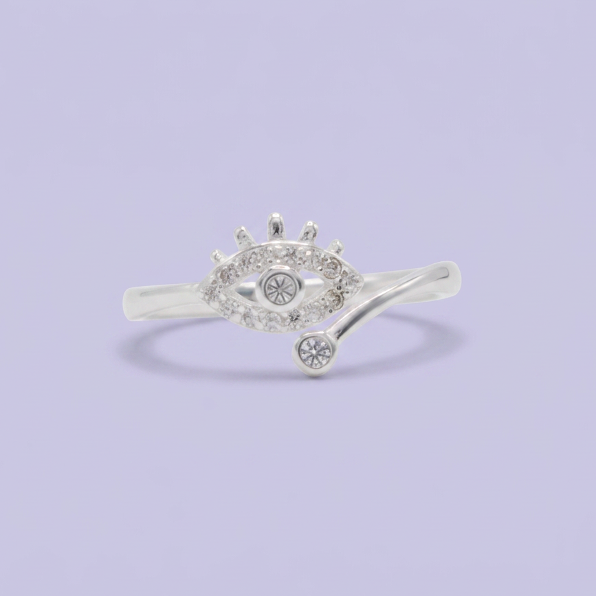 Anillo de Plata .925 Ojo Turco Brillante Detallado con Zirconias mod. 2896