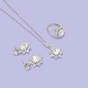 Coordinado de Plata .925 Elegante de Zirconias Blancas mod. 3210